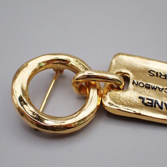 CHANEL Logo 31 Rue Cambon Plate Pin Brooch Gold GHW 38RL393 - Picture 5 of 10